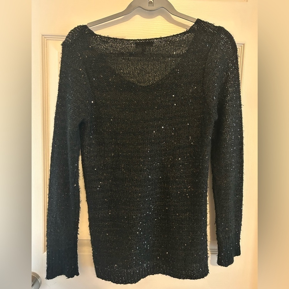 4/$20 Le chateau black sequins mesh special occasion party sweater- size S - Picture 4 of 8